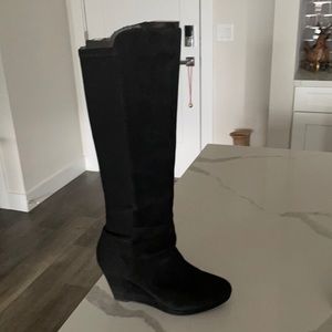 Enzo Angiolini platform suede/fabric tall boots size 7.5